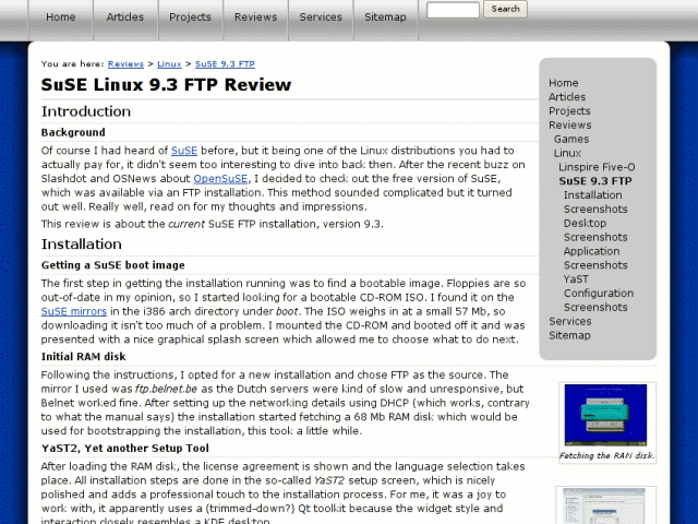 The SuSE 9.3 review on Forever For Now in 2005.