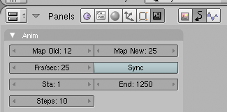 Blender animation frame rate remapping settings in the Animation tab of the Scene settings window.