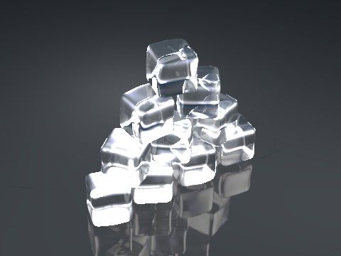 Initial render of an ice cube stack